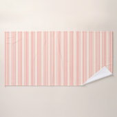 サンゴとベージュ五ストライプ色 バスタオル (バスタオル)