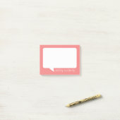 サンゴとホワイトトークバブルの名パーソナライズされた前 ポストイット (デスク上)