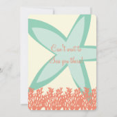 サンゴとミントのヒトデのブライダルシャワーの招待 招待状 (裏面)