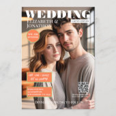 サンゴとミントの雑誌風結婚式写真 招待状 (正面)