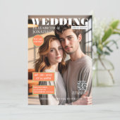 サンゴとミントの雑誌風結婚式写真 招待状 (スタンド正面)