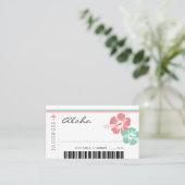 サンゴとミントグリーンハイビスカスフラワーシーティングカード プレイスカード (スタンド正面)