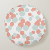 サンゴとミントバブル紙吹雪パターン円枕 ラウンドクッション (裏面)