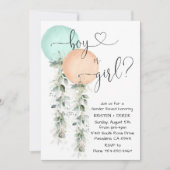 サンゴとミントバルーン性別の表示パーティー 招待状 (正面)