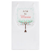 サンゴとミントフローラバードブライダルシャワーありがとう スモールペーパーバッグ (裏面)