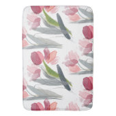 サンゴとモーヴェのイメージに巨大なチューリップ澄ん バスマット (正面縦)