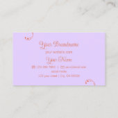 サンゴとラベンダーのロゴ付き装飾華美 名刺 (裏面)