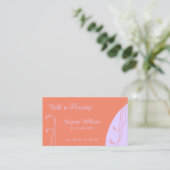 サンゴとラベンダーの装飾用の角華美目 名刺 (スタンド正面)