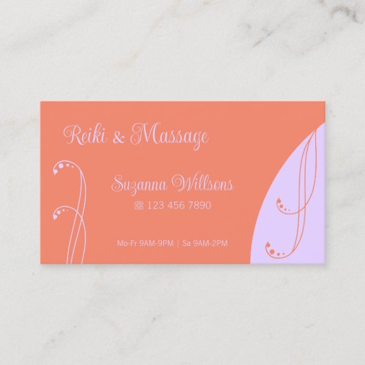 サンゴとラベンダーの装飾用の角華美目 名刺 (正面)