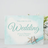 サンゴとレースのビーチウェルカムサイン（ヴィンテージ） 招待状 (スタンド正面)