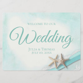 サンゴとレースのビーチウェルカムサイン（ヴィンテージ） 招待状