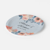 サンゴと埃っぽい青い植物性フローラ結婚ズ ペーパープレート (アングル)