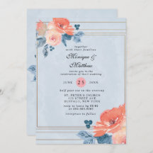 サンゴと埃の多いブルーフローラ幾何結婚の