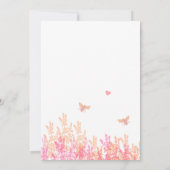 サンゴと明るい赤紫色フラワーのまわりに結婚式の招待 招待状 (裏面)