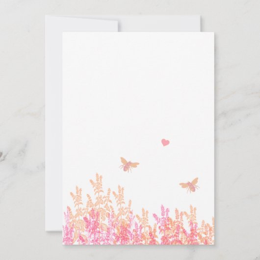 サンゴと明るい赤紫色フラワーのまわりに結婚式の招待 招待状 (裏面)