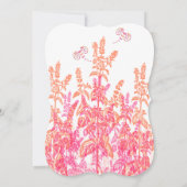 サンゴと明るい赤紫色フラワーバタフライウェディング招待状 招待状 (裏面)