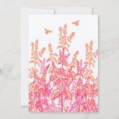 サンゴと明るい赤紫色フローラのまわりに結婚式の招待 招待状 (裏面)