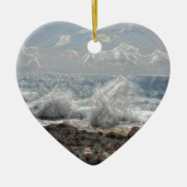 サンゴと波 セラミックオーナメント