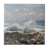 サンゴと波 タイル (正面)