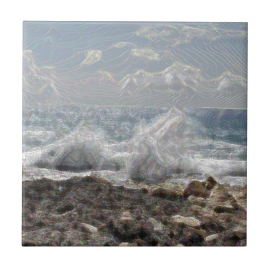 サンゴと波 タイル (正面)