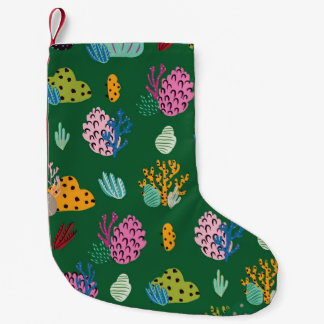 サンゴと海の植物:水中パターン スモールクリスマスストッキング