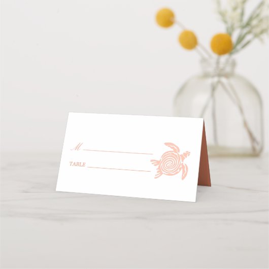 サンゴと海亀のビーチウェディング プレイスカード (正面)