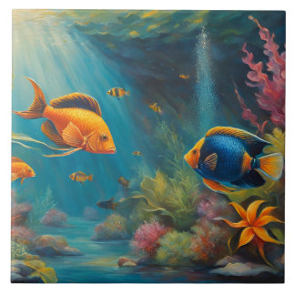 サンゴと海藻が海する熱帯魚 タイル