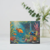 サンゴと海藻が海する熱帯魚 ポストカード (スタンド正面)