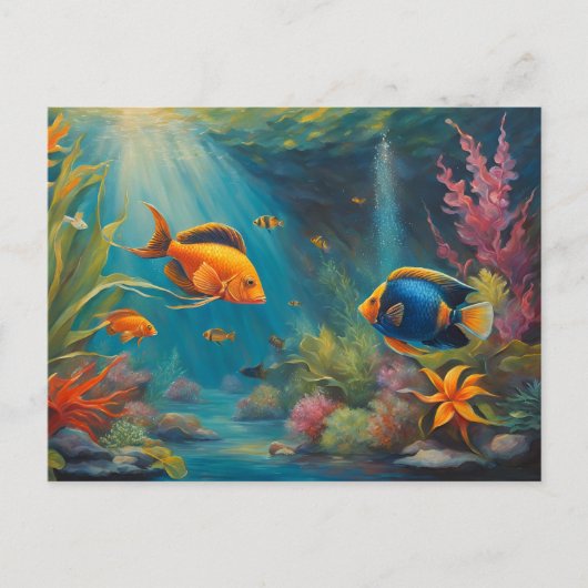 サンゴと海藻が海する熱帯魚 ポストカード (正面)
