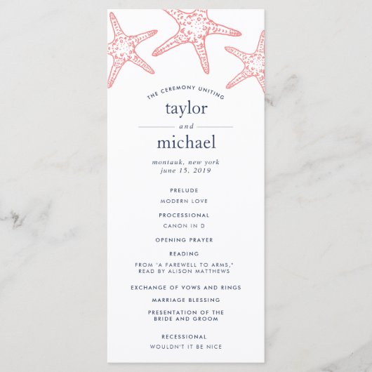 サンゴと海軍のヒトデ結婚ィッシュの式典プログラム プログラム (正面)