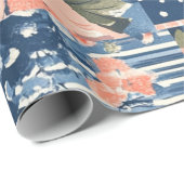 サンゴと海軍のフローラパッチワークのパターン ラッピングペーパー (ロールコーナー)