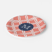 サンゴと海軍の八角形リンクモノグラム ペーパープレート (アングル)