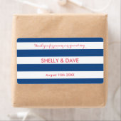 サンゴと海軍ストライプのの水結婚瓶のラベル ラベル (インサイチュ)