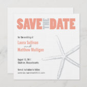 サンゴと灰色のヒトデの結婚式の日付を保存 セーブザデート (正面/裏面)