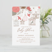 サンゴと灰色の鳥の赤ちゃんシャワー 招待状 (スタンド正面)