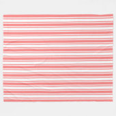 サンゴと白いキャンディストライプー フリースブランケット (正面(横))