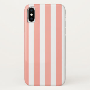 サンゴと白いキャンディストライプー iPhone X ケース