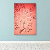 サンゴと白い花の壁 キャンバスプリント (インサイチュ (ウッドフロア))