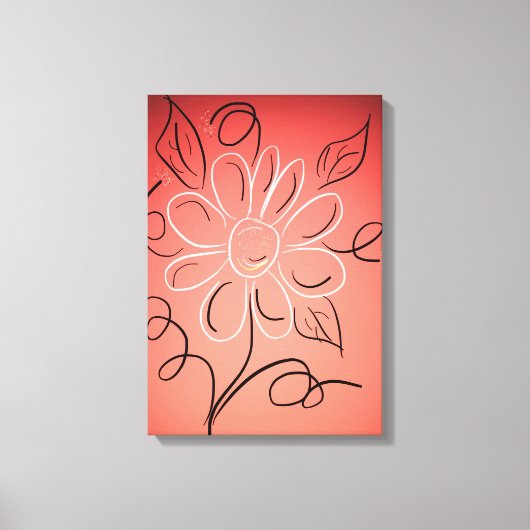 サンゴと白い花の壁 キャンバスプリント (正面)