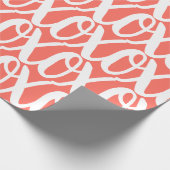サンゴと白のおもしろいパターン ラッピングペーパー (角)