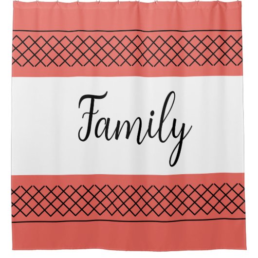 サンゴと白の家族 シャワーカーテン (正面)