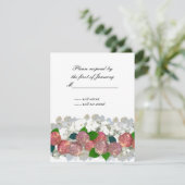 サンゴと白の花束の花模様返信カード 出欠カード (スタンド正面)