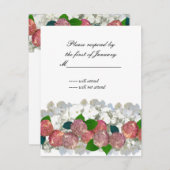 サンゴと白の花束の花模様返信カード 出欠カード (正面/裏面)