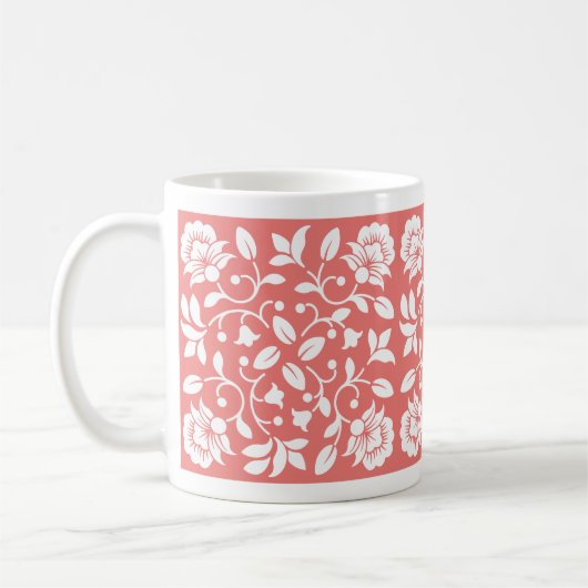 サンゴと白の花 コーヒーマグカップ (左)