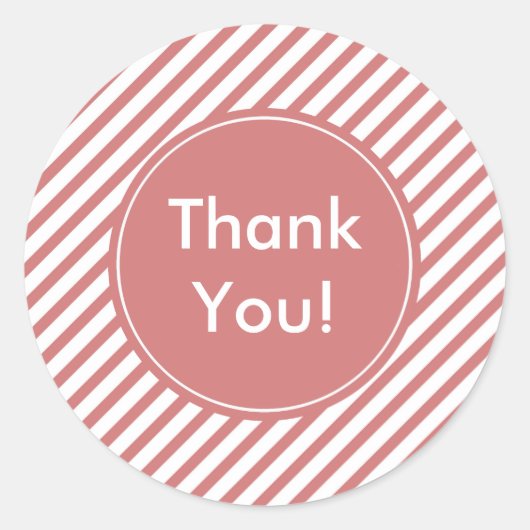 サンゴと白ストライプ色 ラウンドシール (正面)