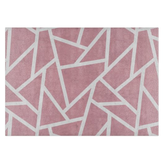 サンゴと白モザイク模様 カッティングボード (正面)