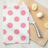 サンゴと白水玉模様 キッチンタオル (四つ折り)