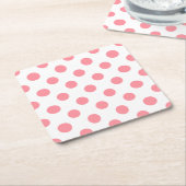 サンゴと白水玉模様 スクエアペーパーコースター (アングル)