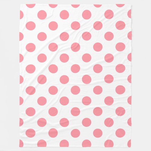 サンゴと白水玉模様 フリースブランケット (正面)