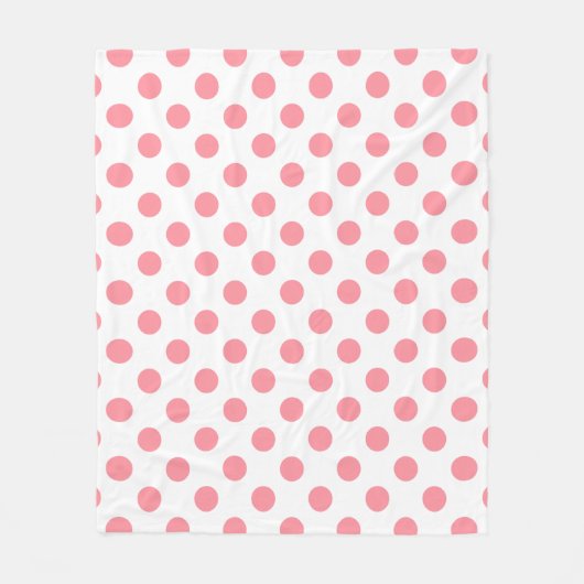 サンゴと白水玉模様 フリースブランケット (正面)